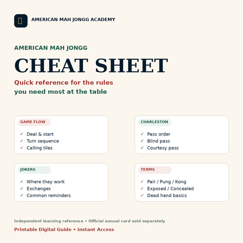 American Mah Jongg cheat sheet digital product cover